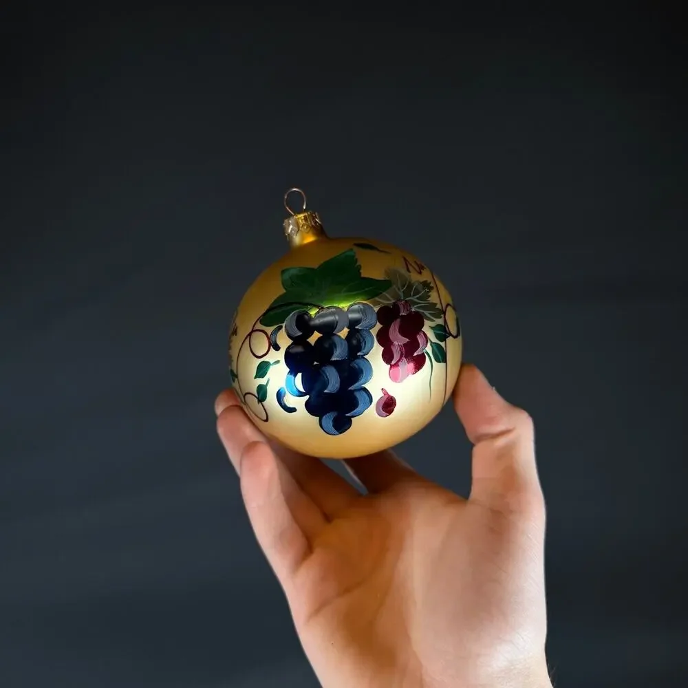 Hallmark Ornament Harvest of Grapes Glass Painted Gold Large 3